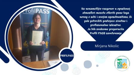 Mirjana Nikolic ka përfunduar me sukses këshillimin dhe është certifikuar me sukses përmes programit ProfilPASS